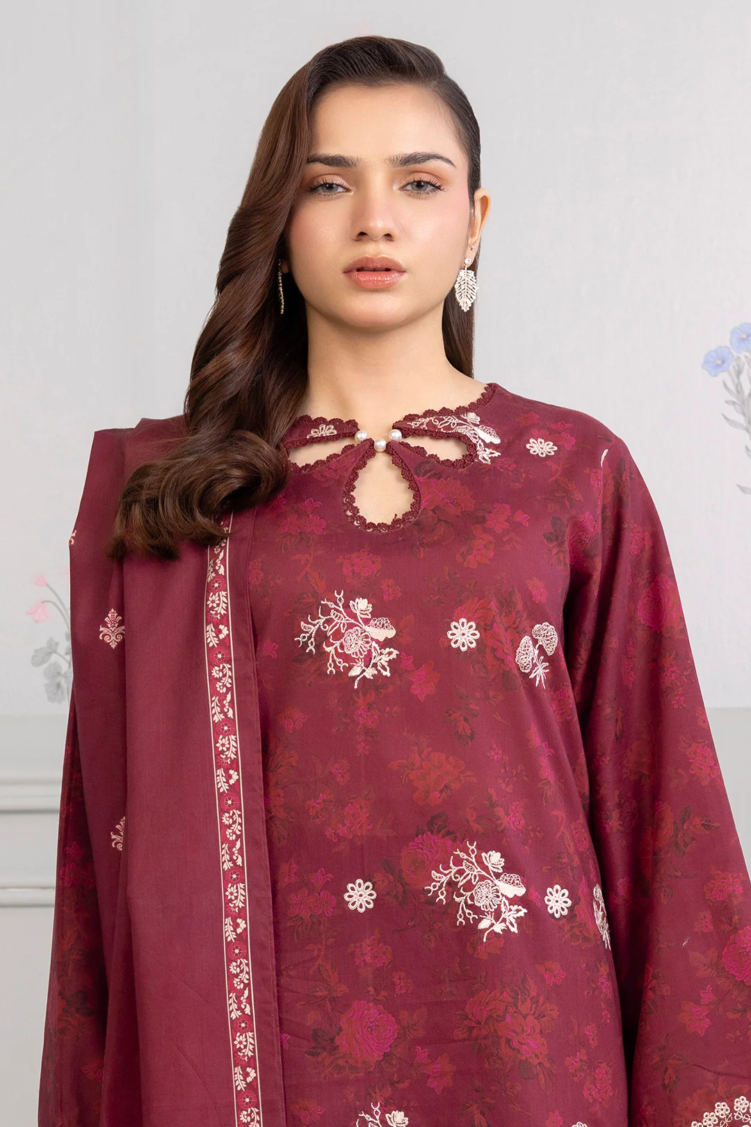 Embroidered Shirt Shalwar Dupatta - 0524 - Image 2