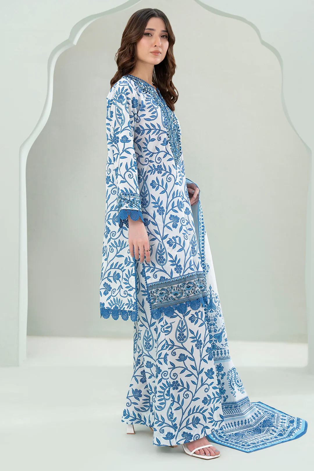 Embroidered Shirt Shalwar Dupatta - 0526 - Image 4