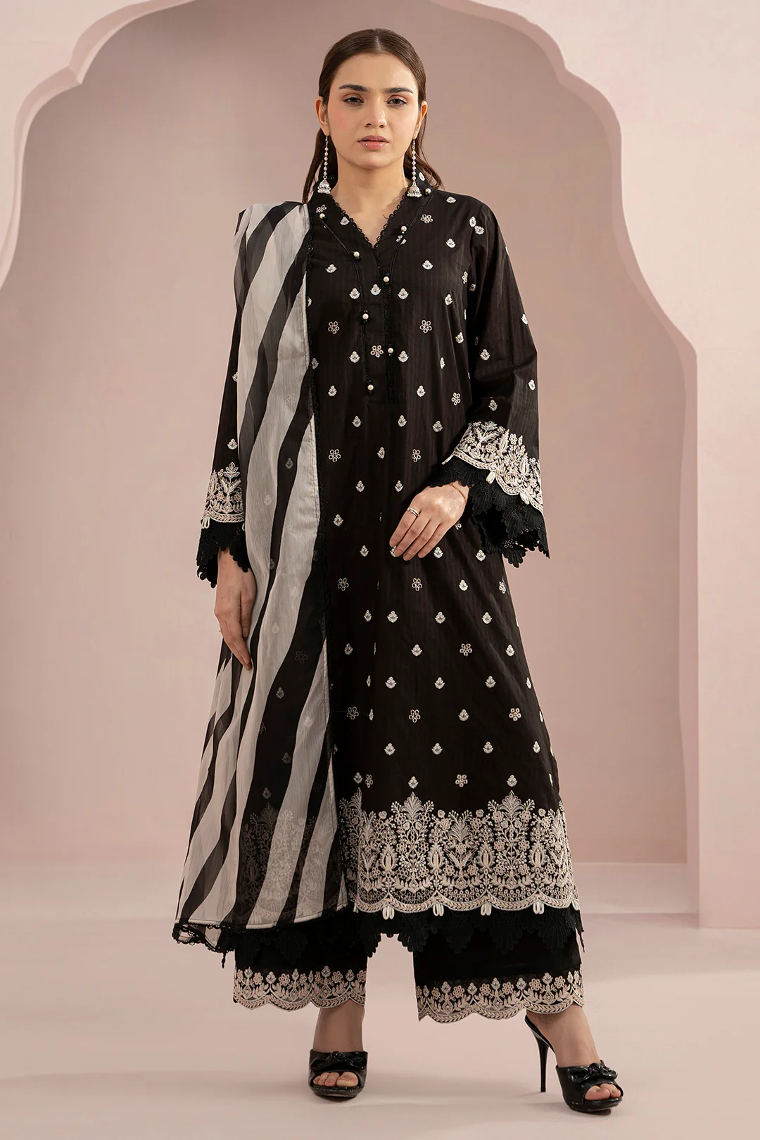 Embroidered Shirt Shalwar Dupatta - 0535 - Image 2