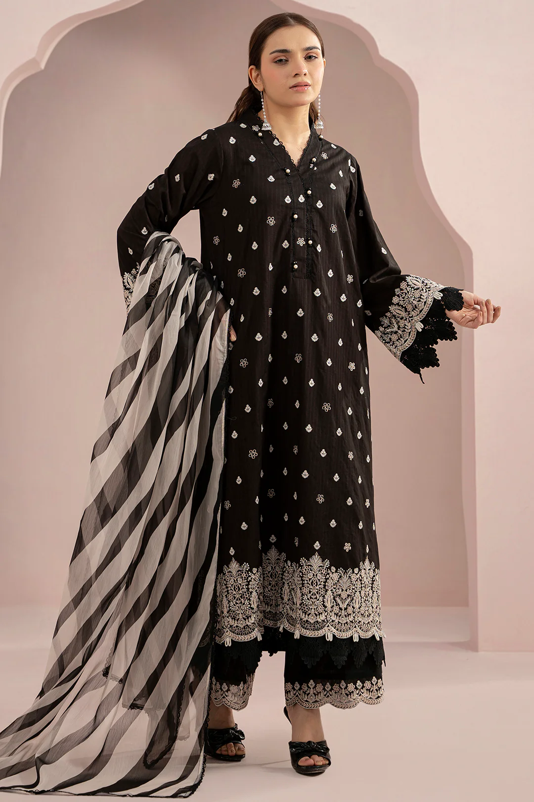 Embroidered Shirt Shalwar Dupatta - 0535 - Image 3