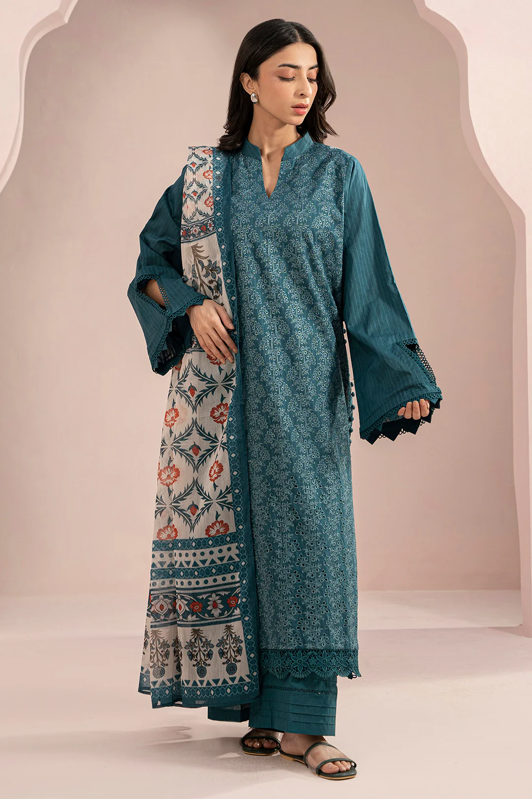 Embroidered Shirt Shalwar Dupatta - 0537 - Image 2