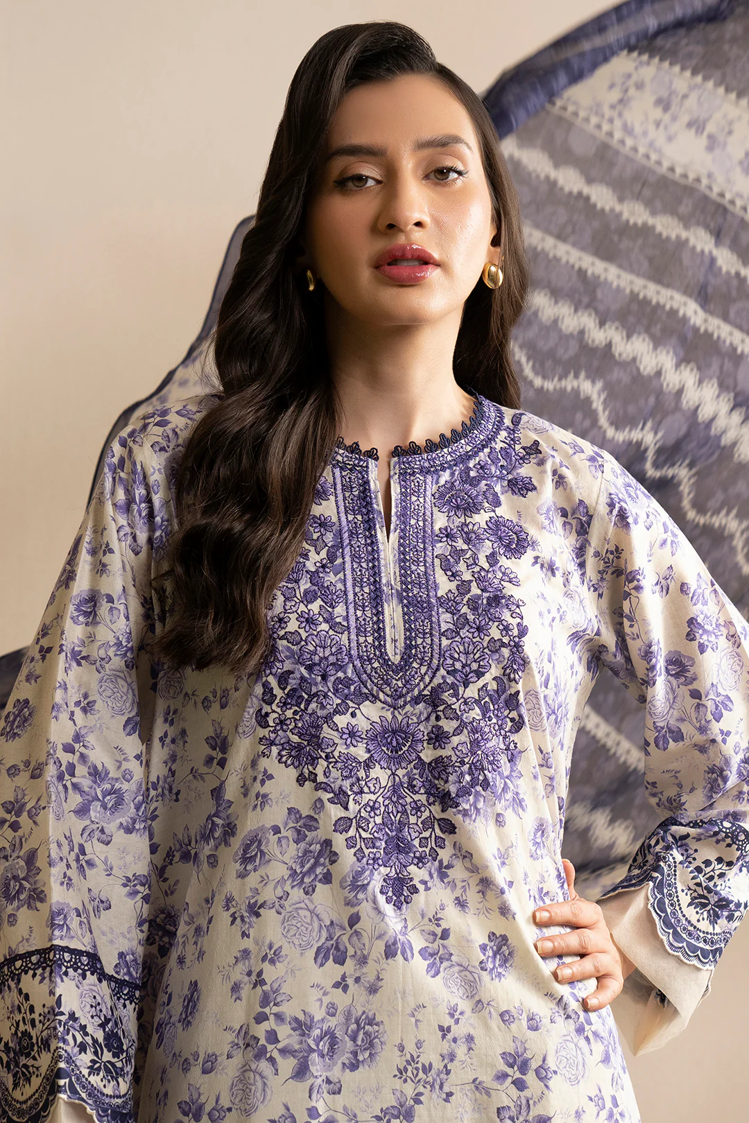 Embroidered Shirt Shalwar Dupatta - 0593 - Image 2
