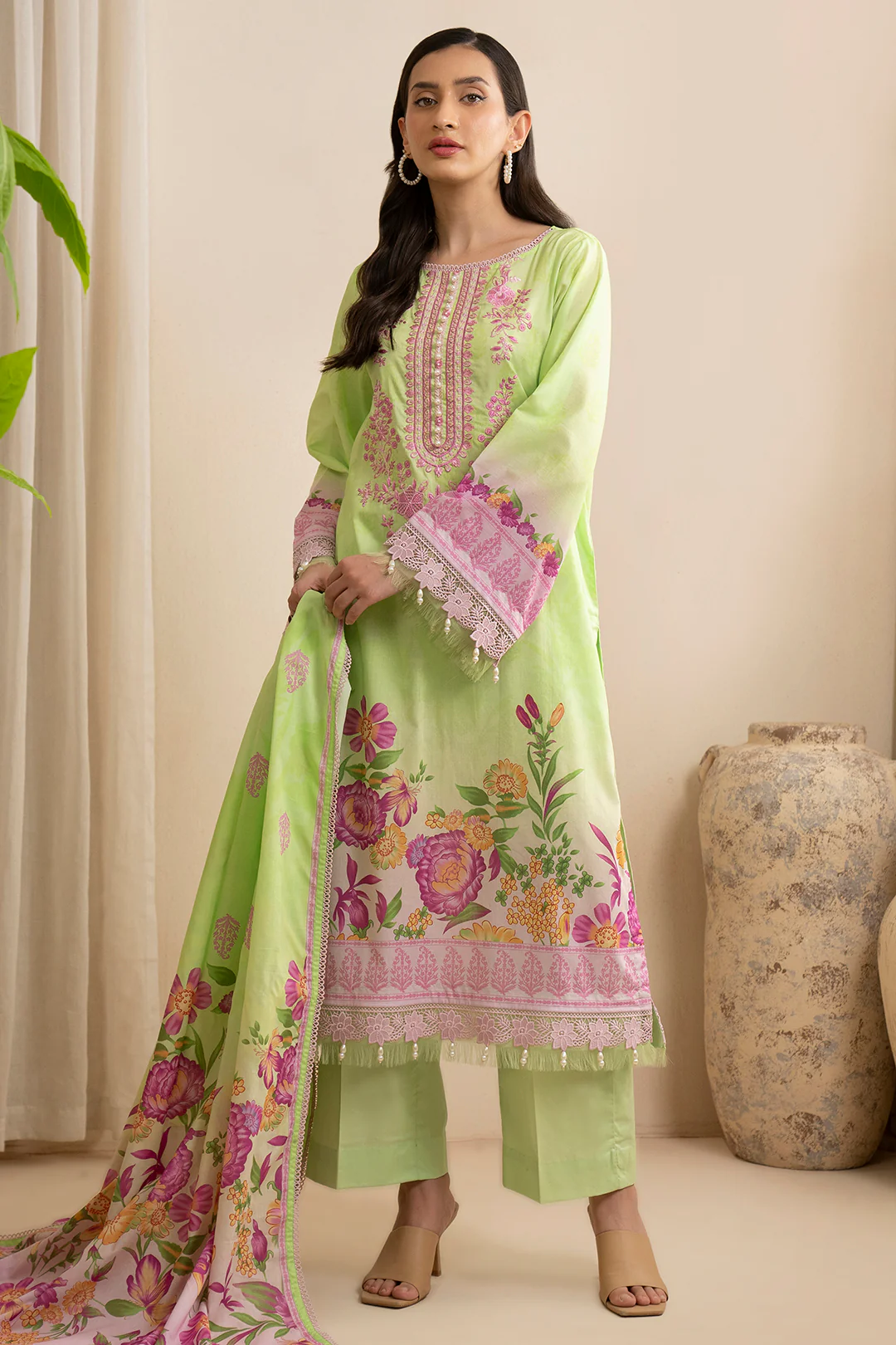 Embroidered Shirt Shalwar Dupatta - 0594 - Image 3