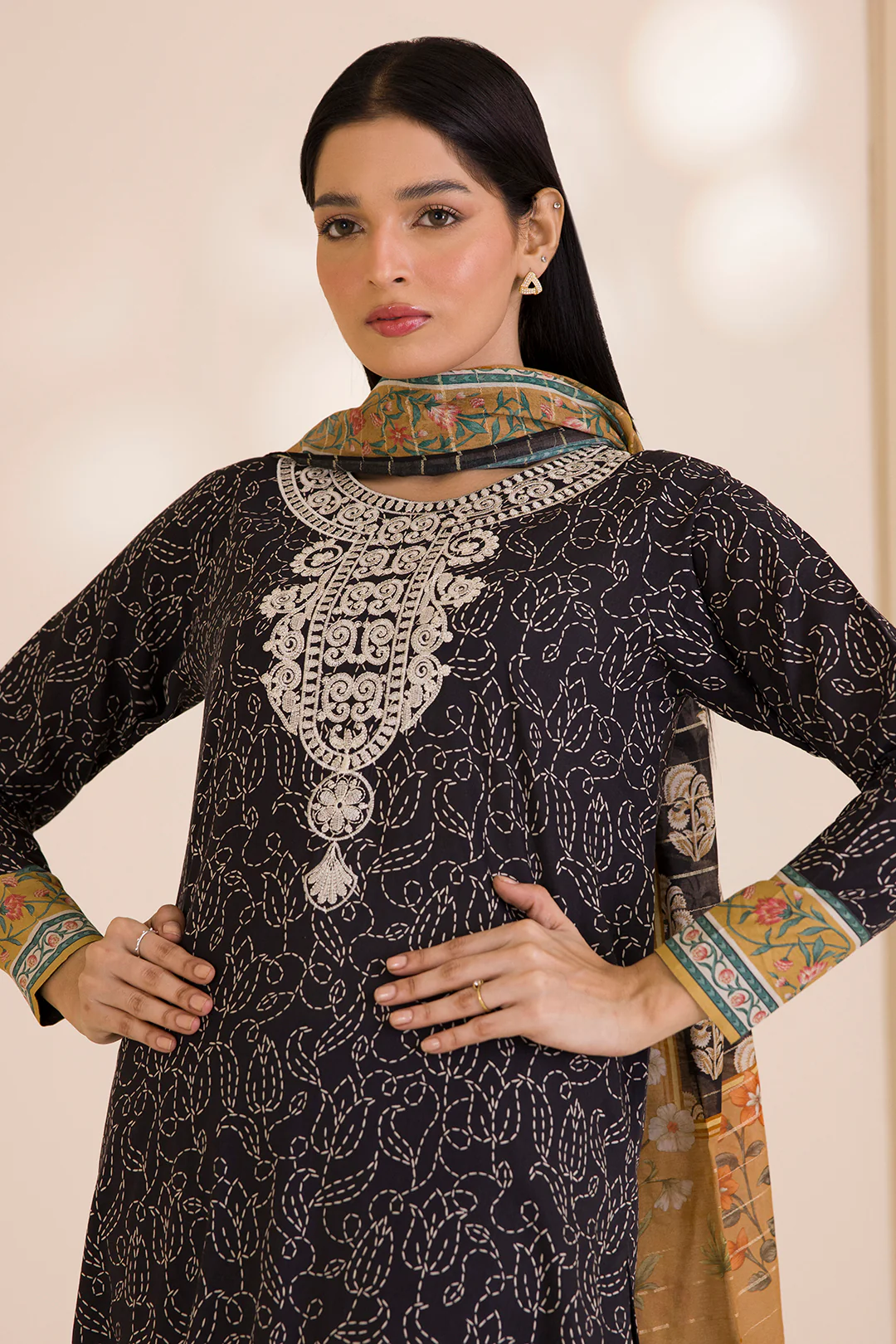 Embroidered Shirt Shalwar Dupatta - 0595 - Image 3