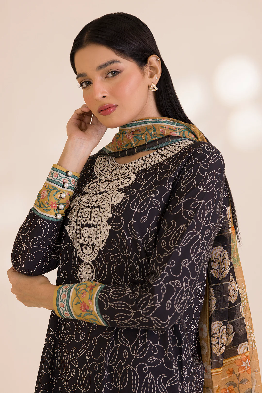 Embroidered Shirt Shalwar Dupatta - 0595 - Image 4