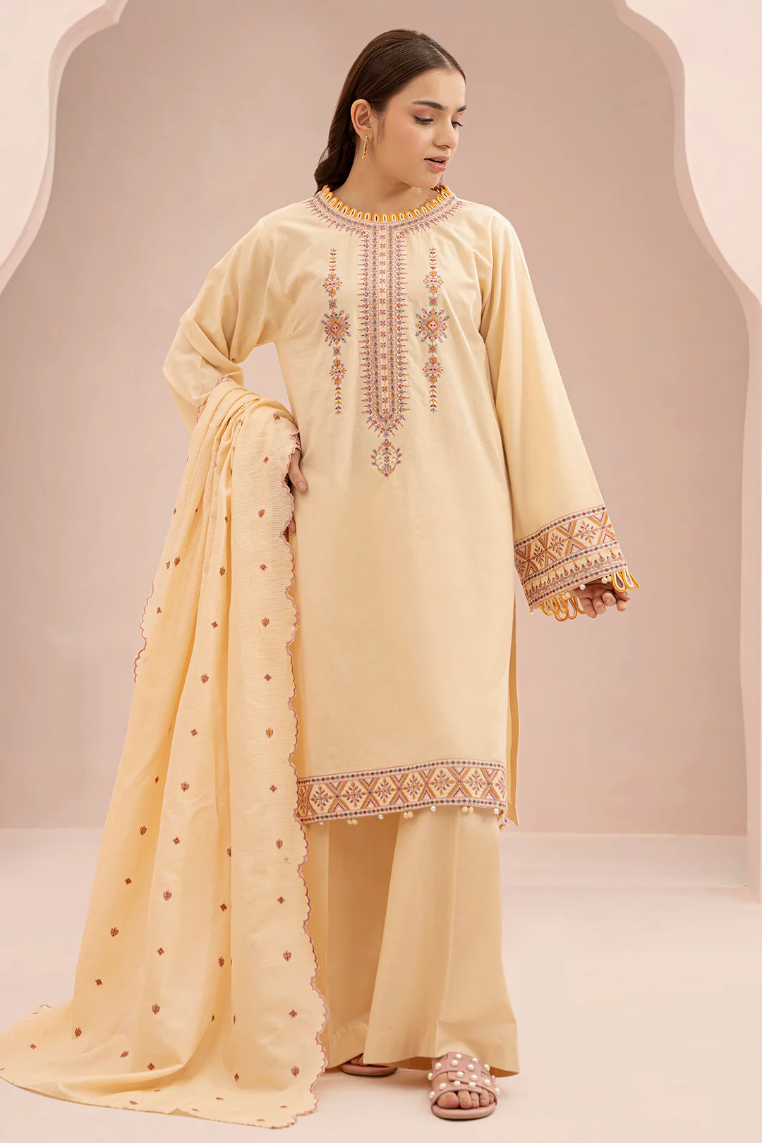 Embroidered Shirt Shalwar Dupatta - 0598 - Image 3