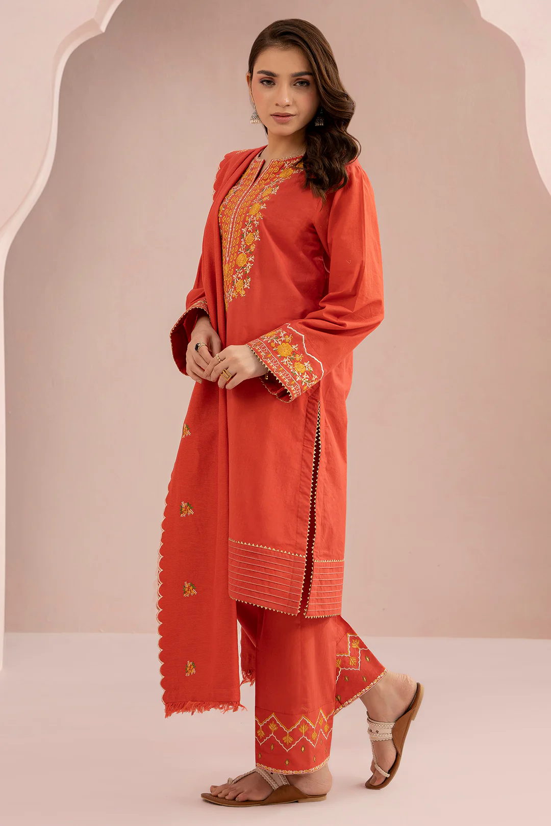 Embroidered Shirt Shalwar Dupatta - 0600 - Image 10