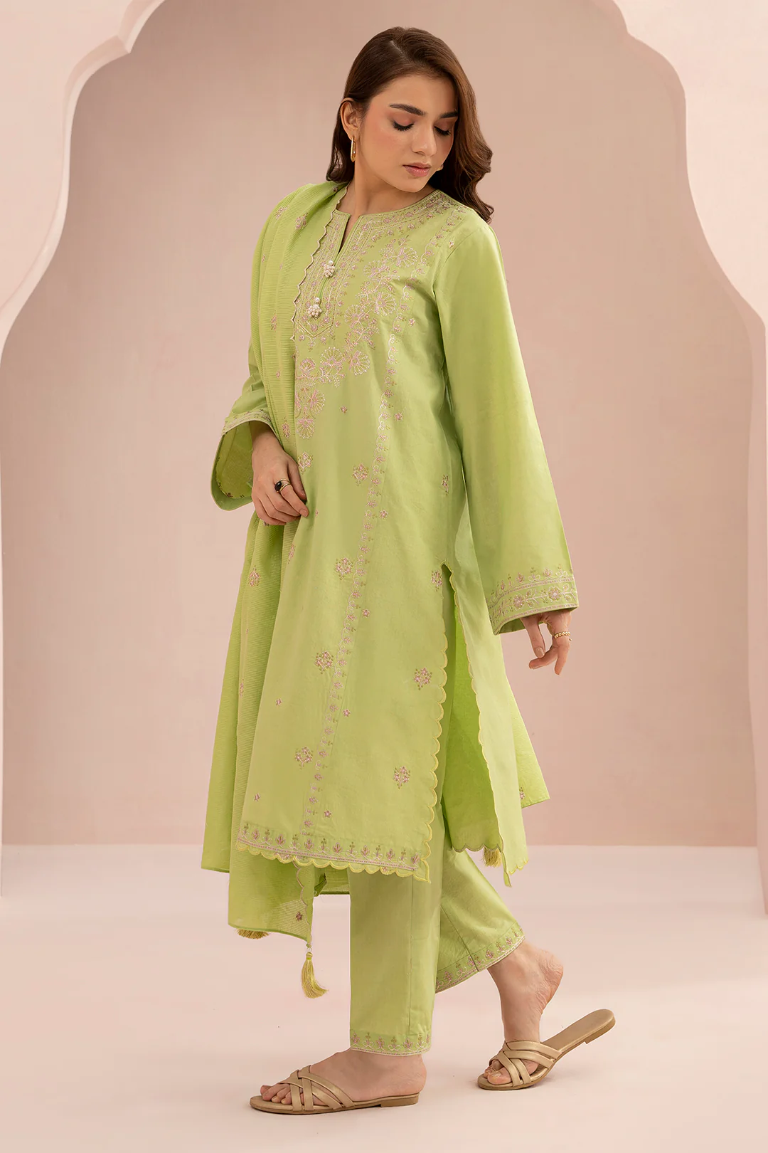 Embroidered Shirt Shalwar Dupatta - 0602 - Image 5