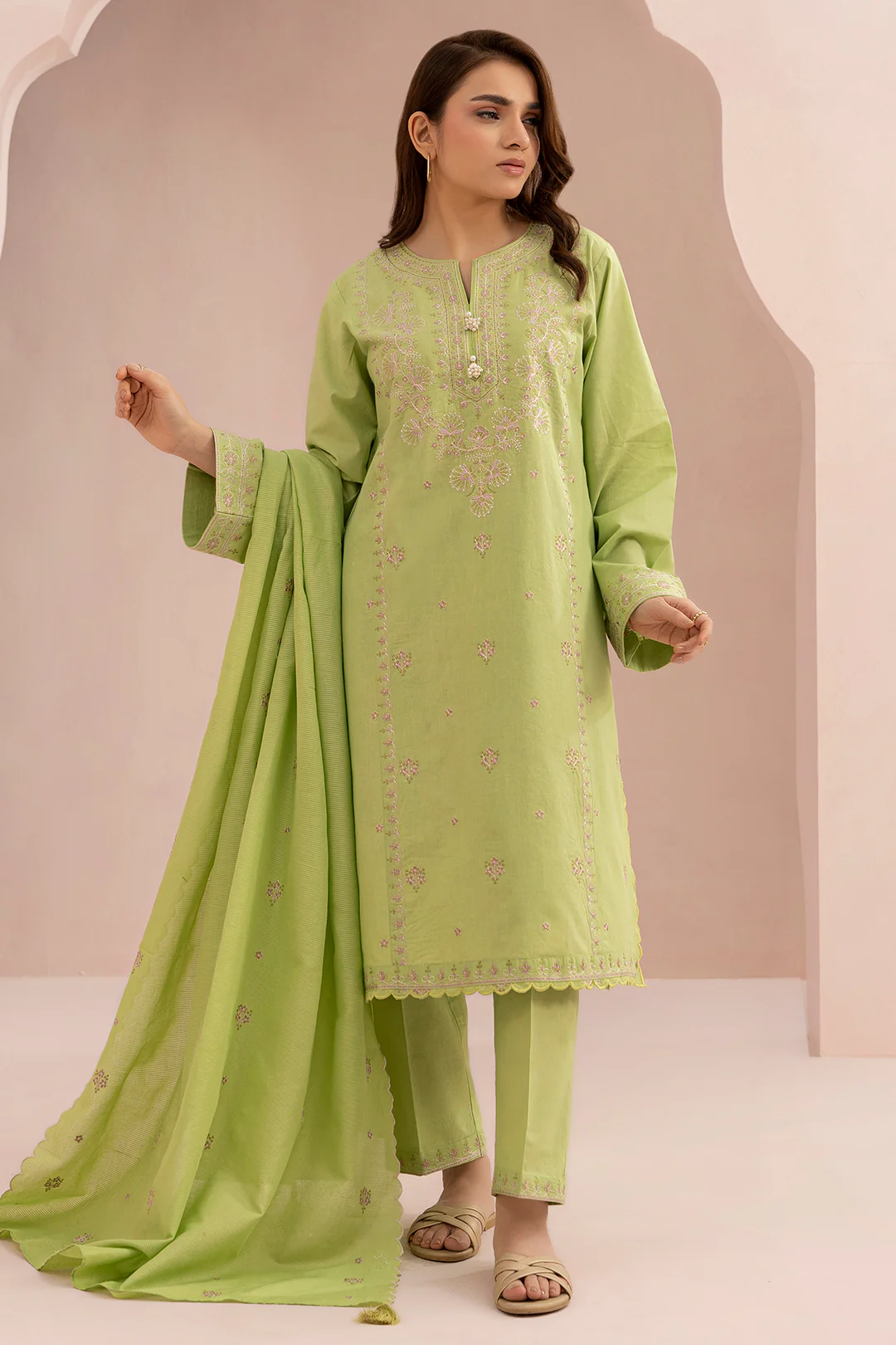 Embroidered Shirt Shalwar Dupatta - 0602 - Image 9