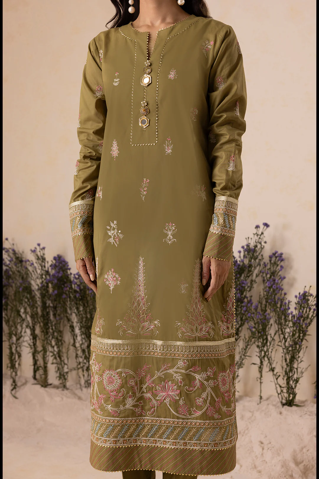 Embroidered Shirt Shalwar Dupatta - 0604 - Image 5