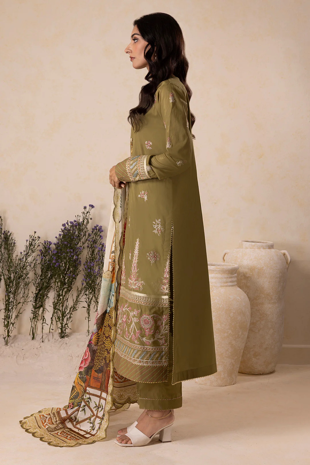 Embroidered Shirt Shalwar Dupatta - 0604 - Image 7