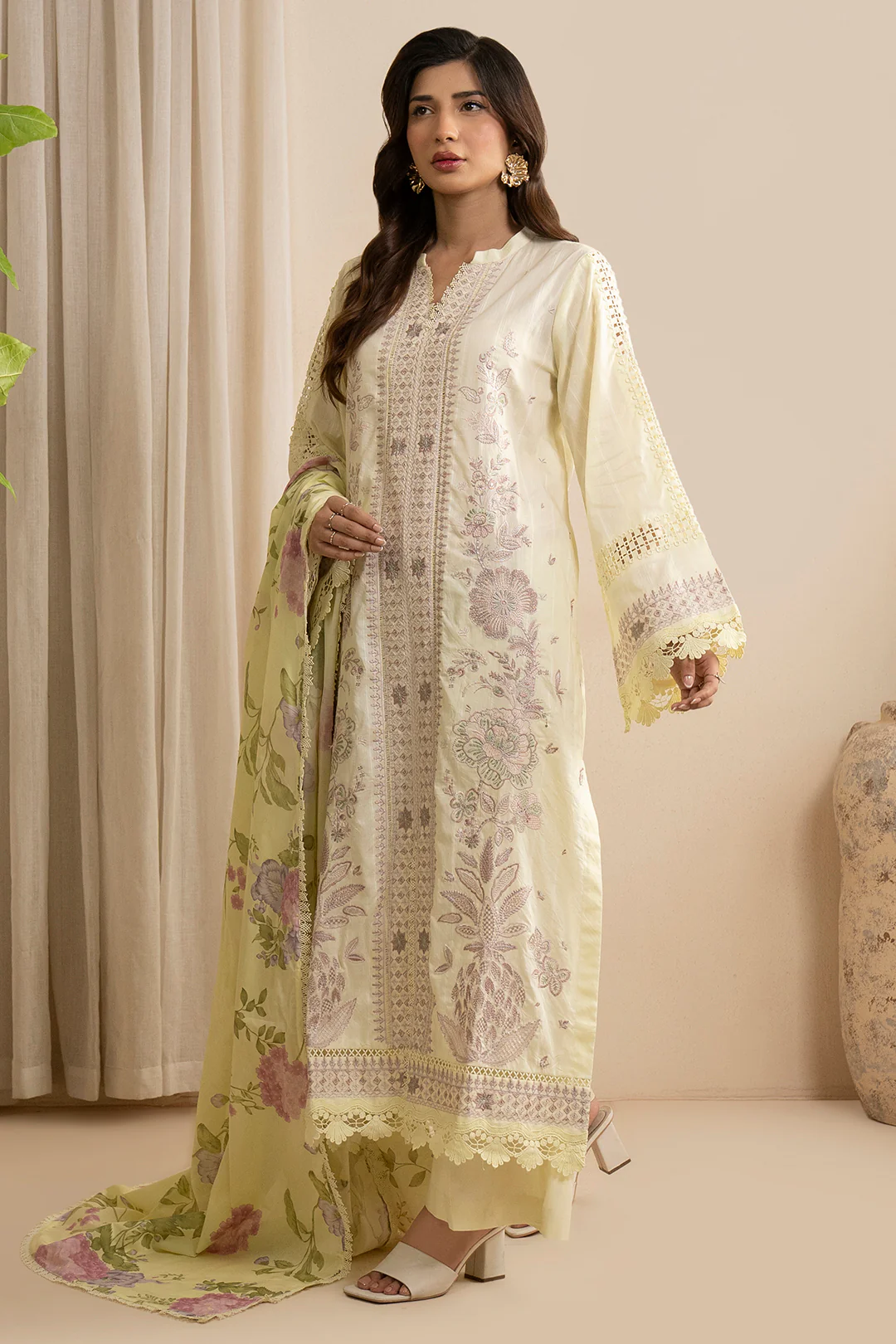 Embroidered Shirt Shalwar Dupatta - 0607 - Image 4