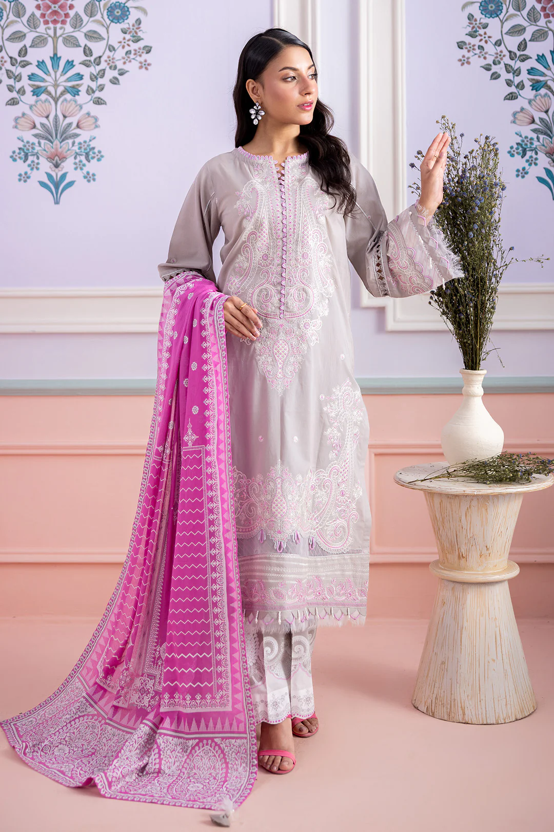 Embroidered Shirt Shalwar Dupatta - 0608 - Image 4