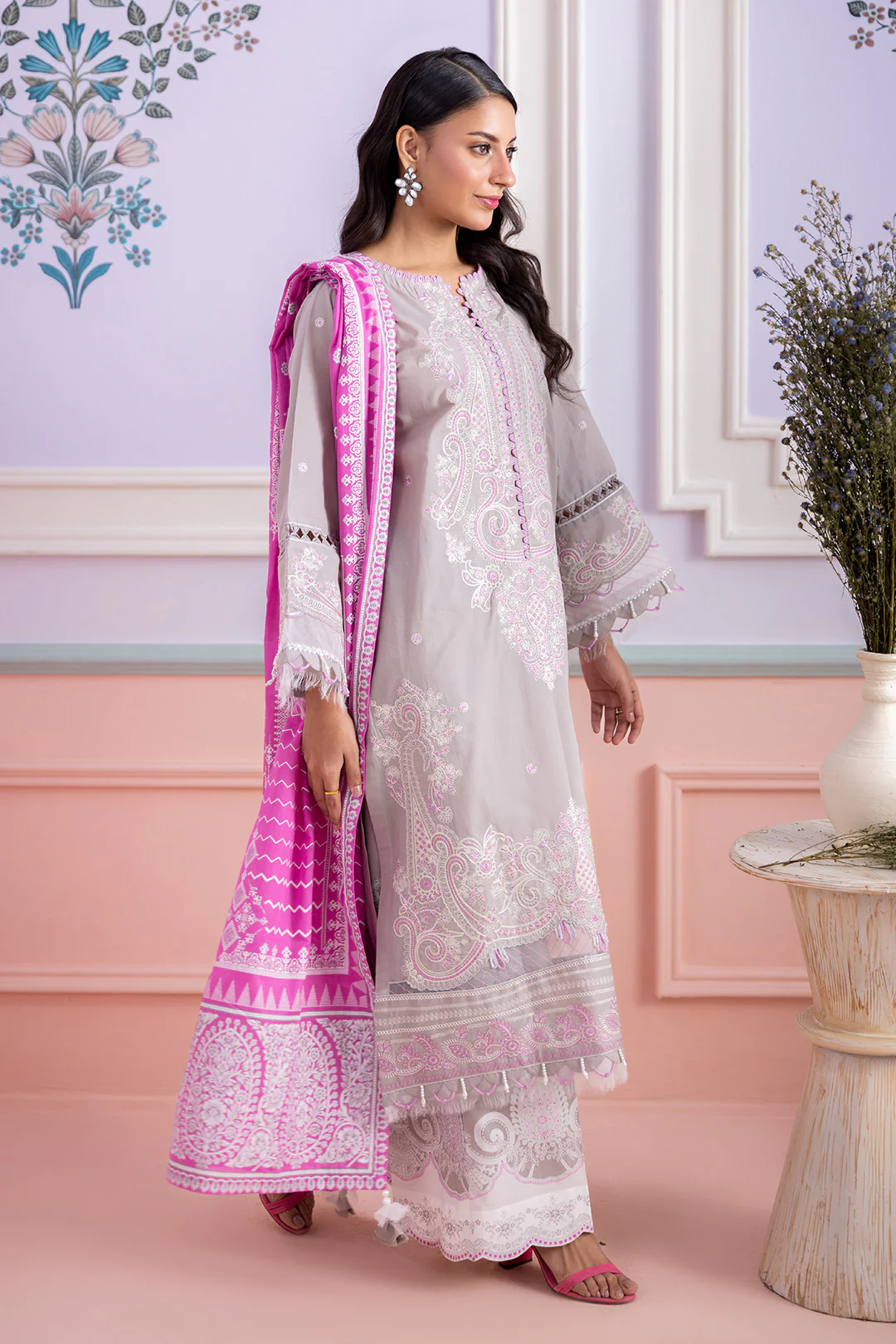 Embroidered Shirt Shalwar Dupatta - 0608 - Image 8