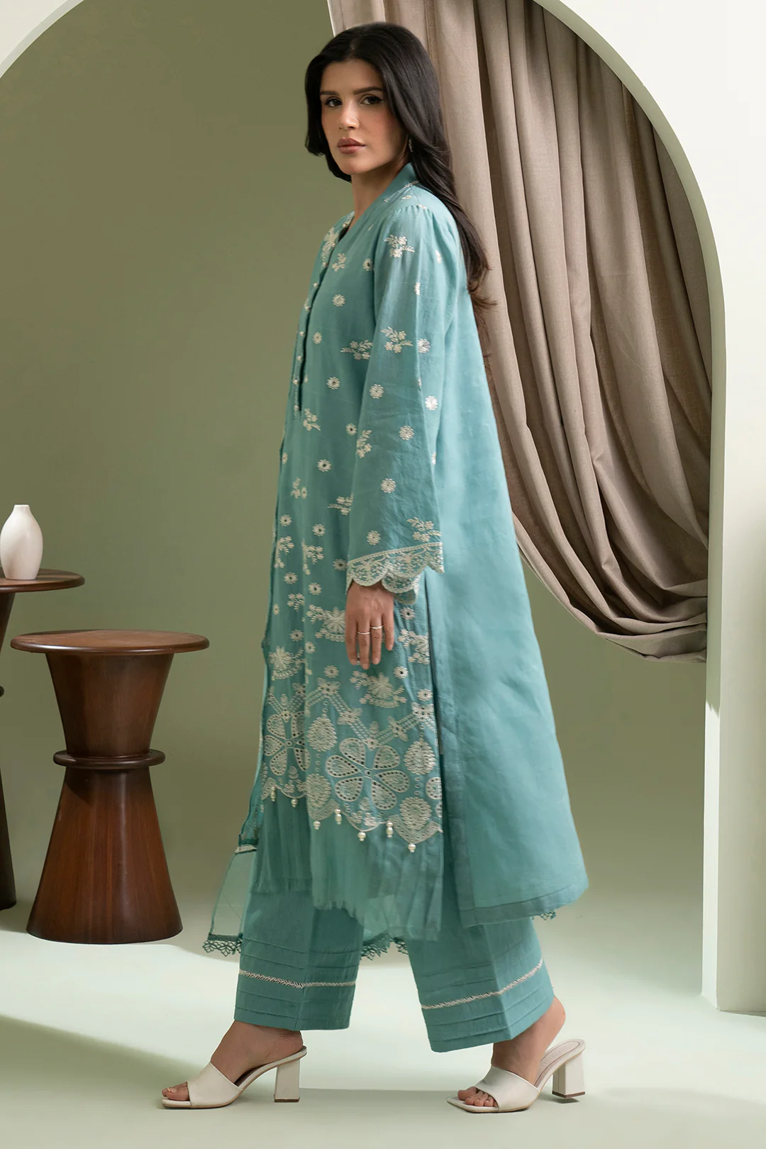 Embroidered Shirt Shalwar Dupatta - 0609 - Image 3