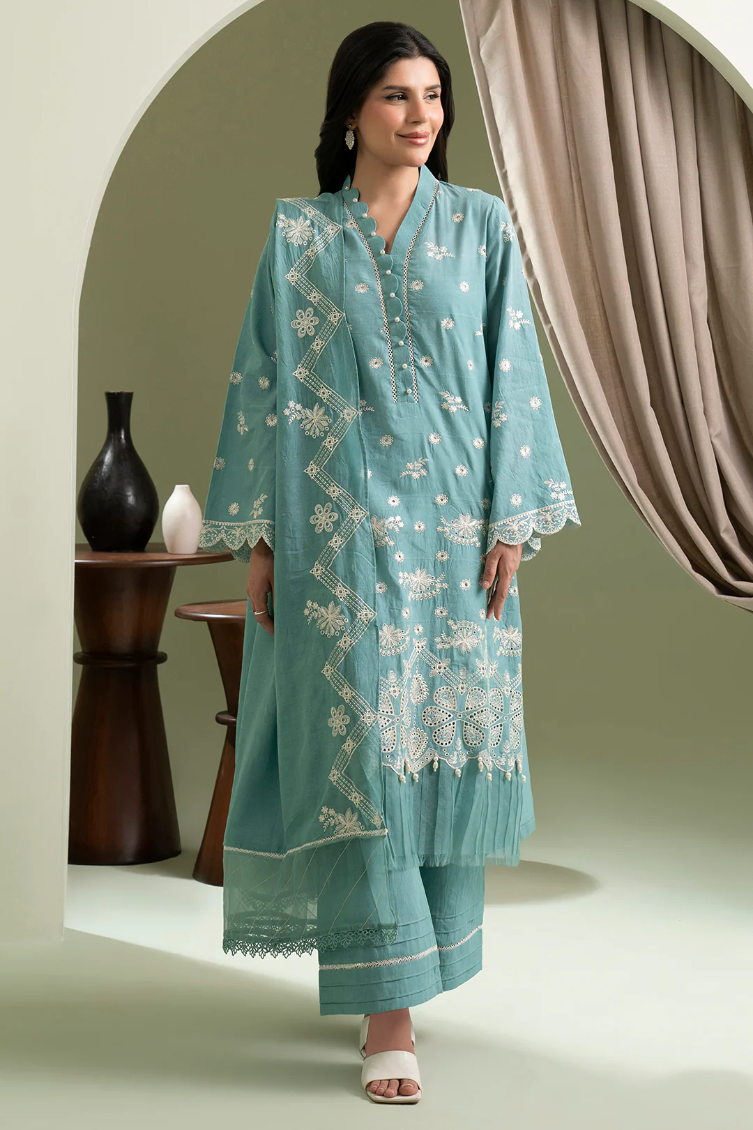 Embroidered Shirt Shalwar Dupatta - 0609 - Image 4