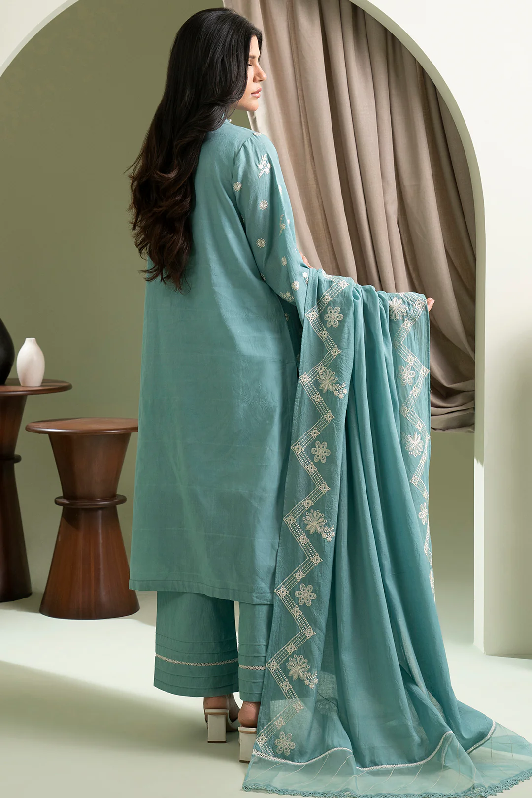 Embroidered Shirt Shalwar Dupatta - 0609 - Image 9