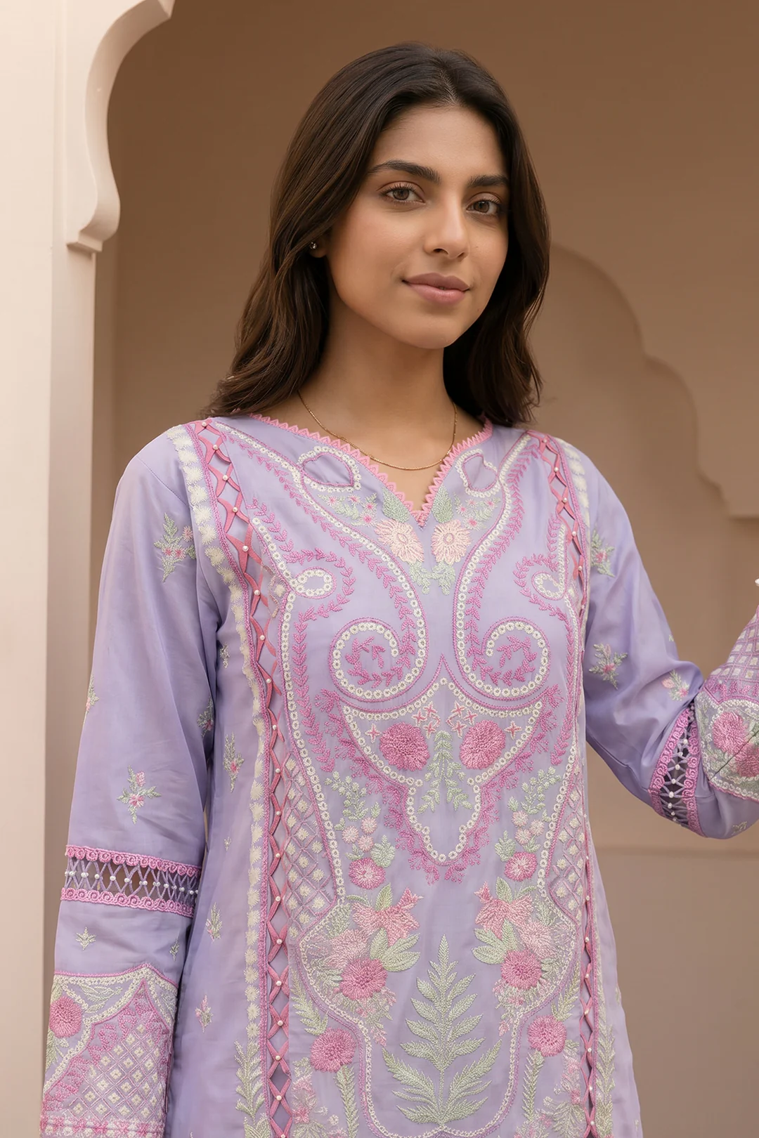 Embroidered Shirt Shalwar Dupatta - 0614 - Image 2