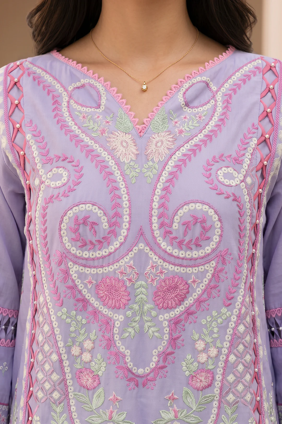 Embroidered Shirt Shalwar Dupatta - 0614 - Image 4