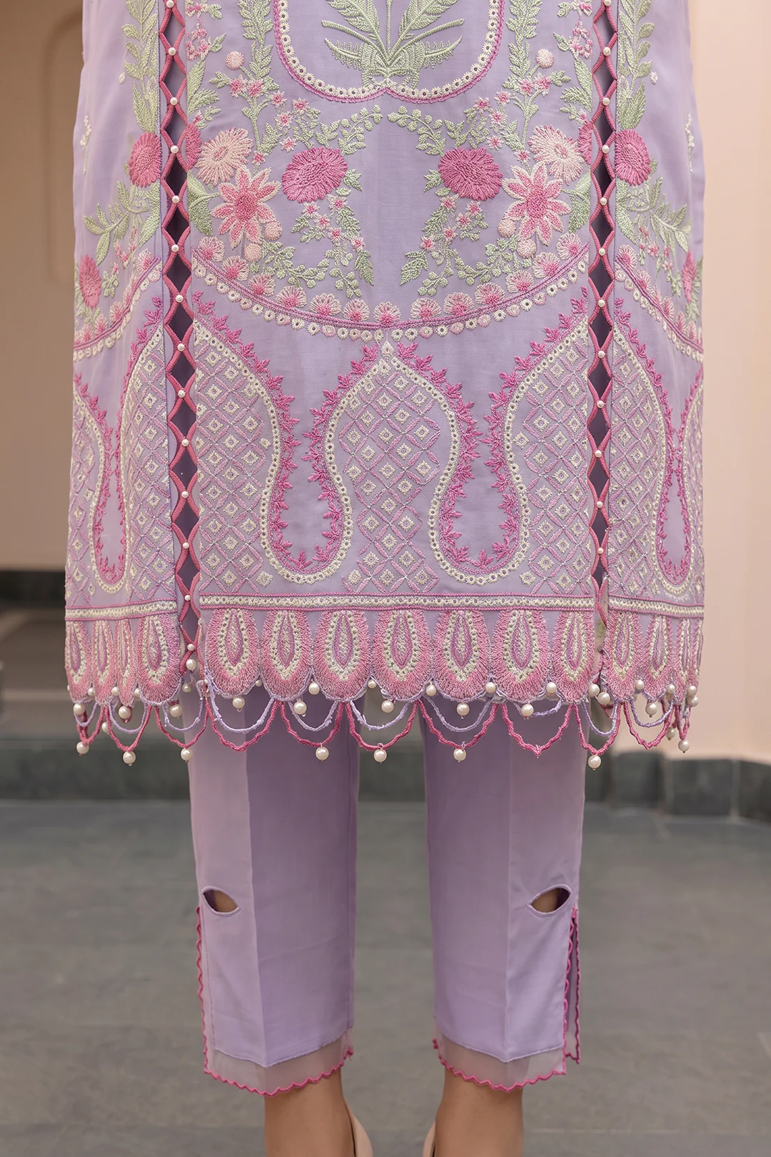 Embroidered Shirt Shalwar Dupatta - 0614 - Image 6