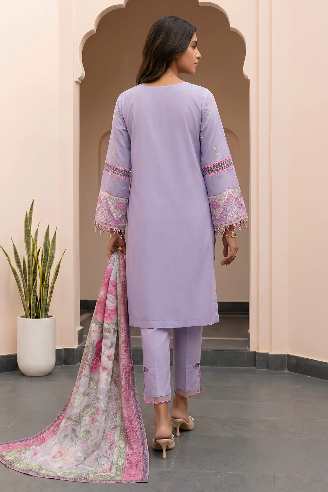 Embroidered Shirt Shalwar Dupatta - 0614 - Image 8