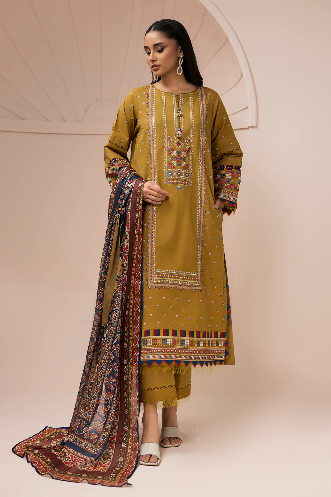 Embroidered Shirt Shalwar Dupatta - 0616 - Image 4