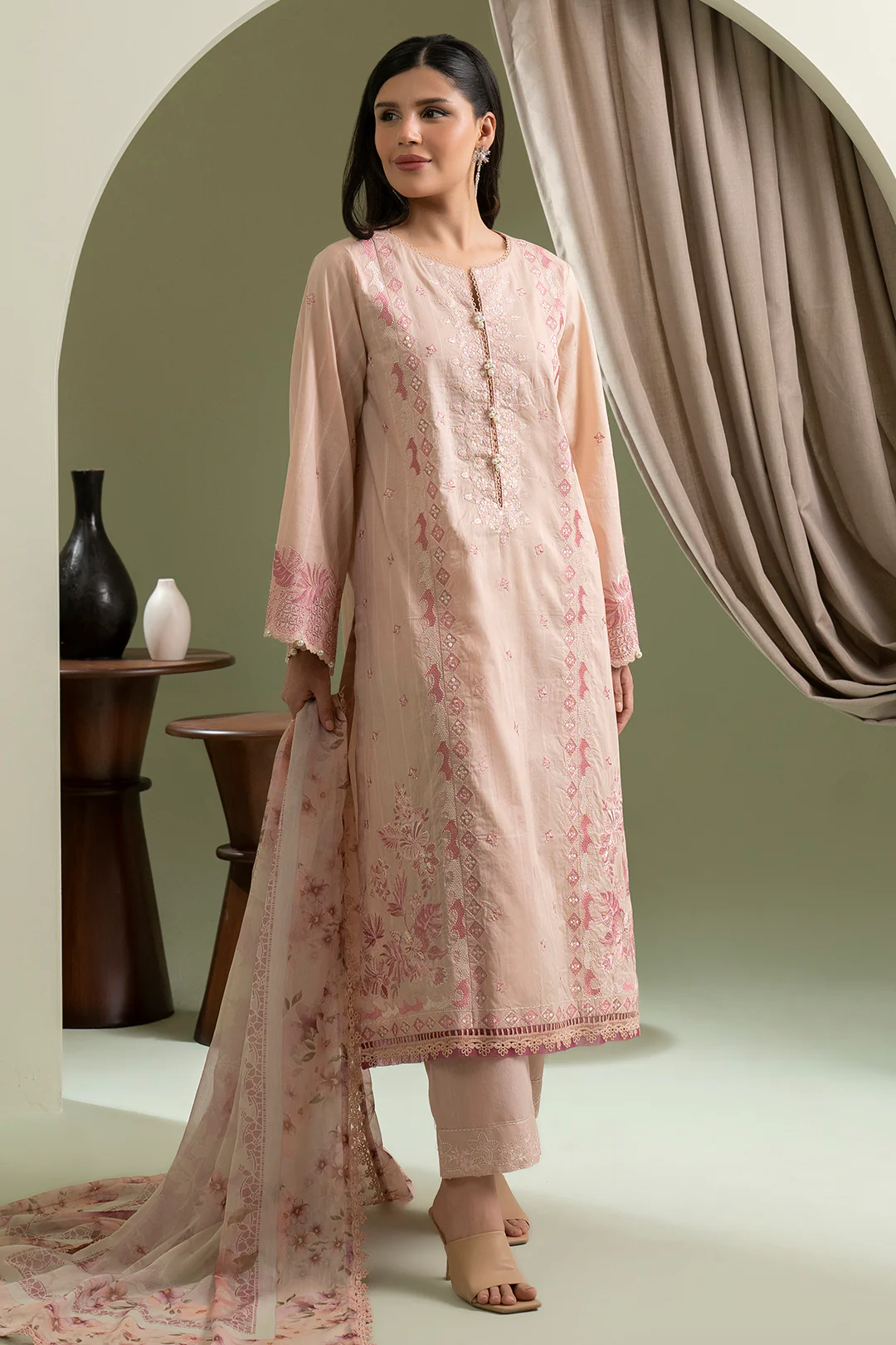 Embroidered Shirt Shalwar Dupatta - 0619 - Image 2