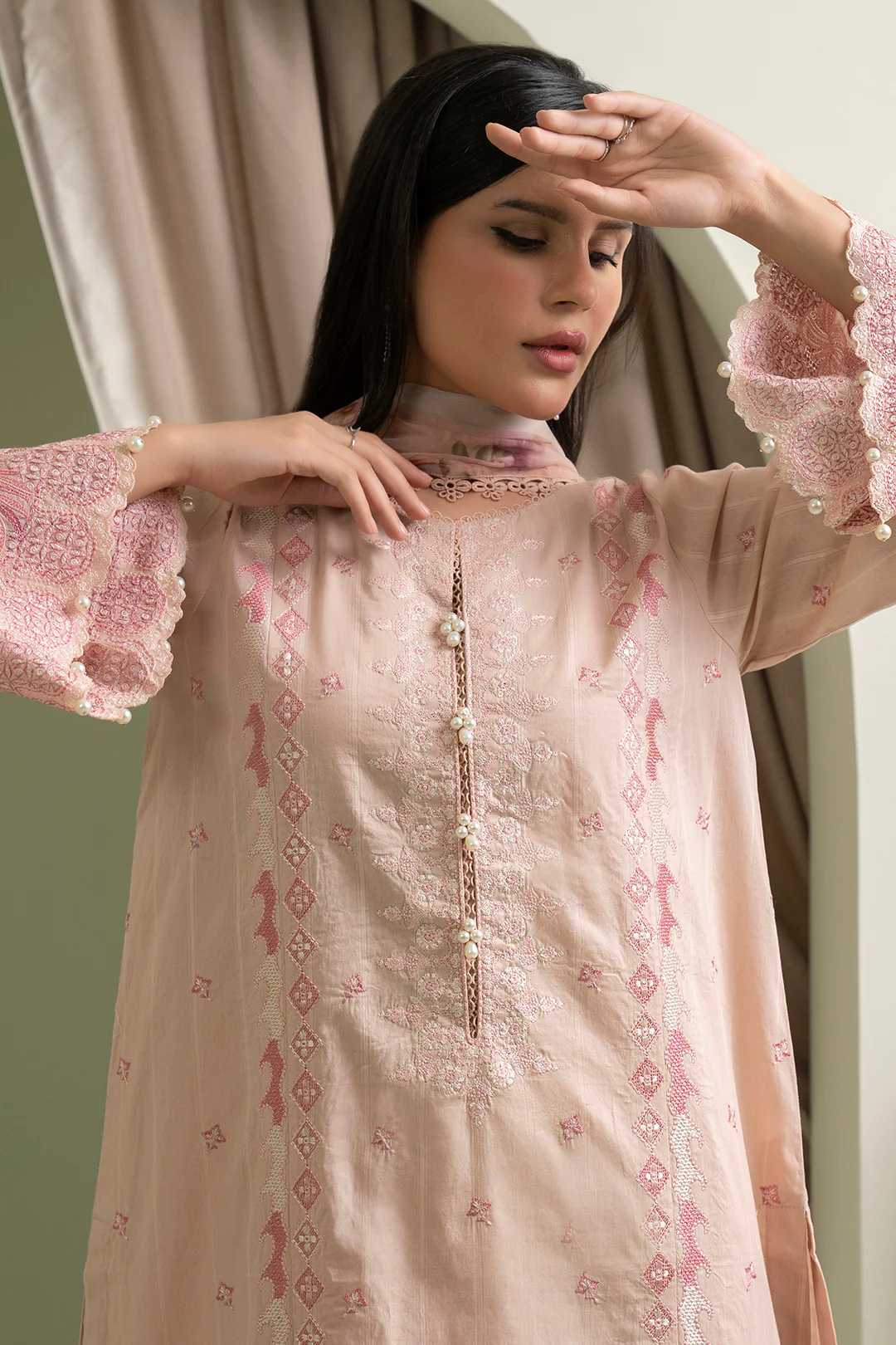 Embroidered Shirt Shalwar Dupatta - 0619 - Image 4