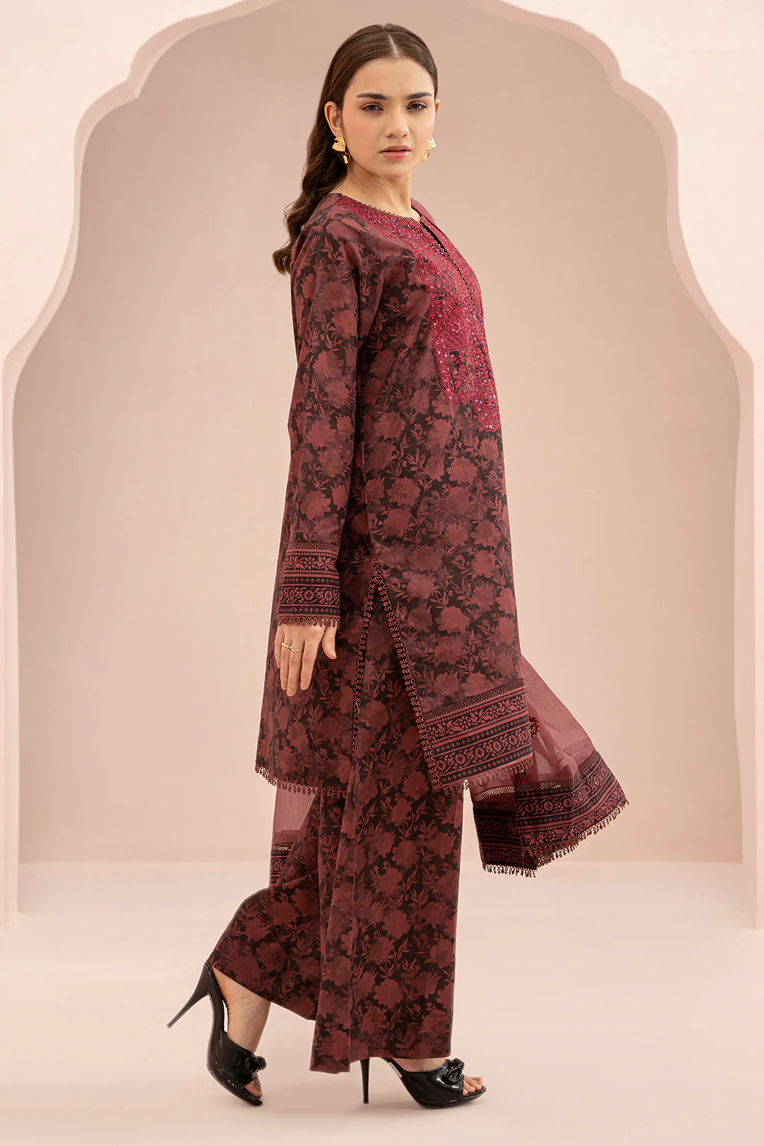 Embroidered Shirt Shalwar Dupatta - 0674 - Image 7