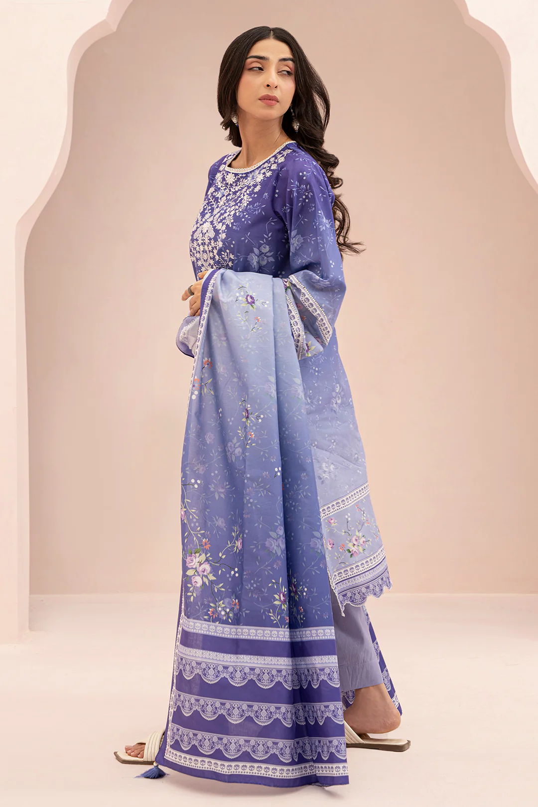 Embroidered Shirt Shalwar Dupatta - 0676 - Image 5