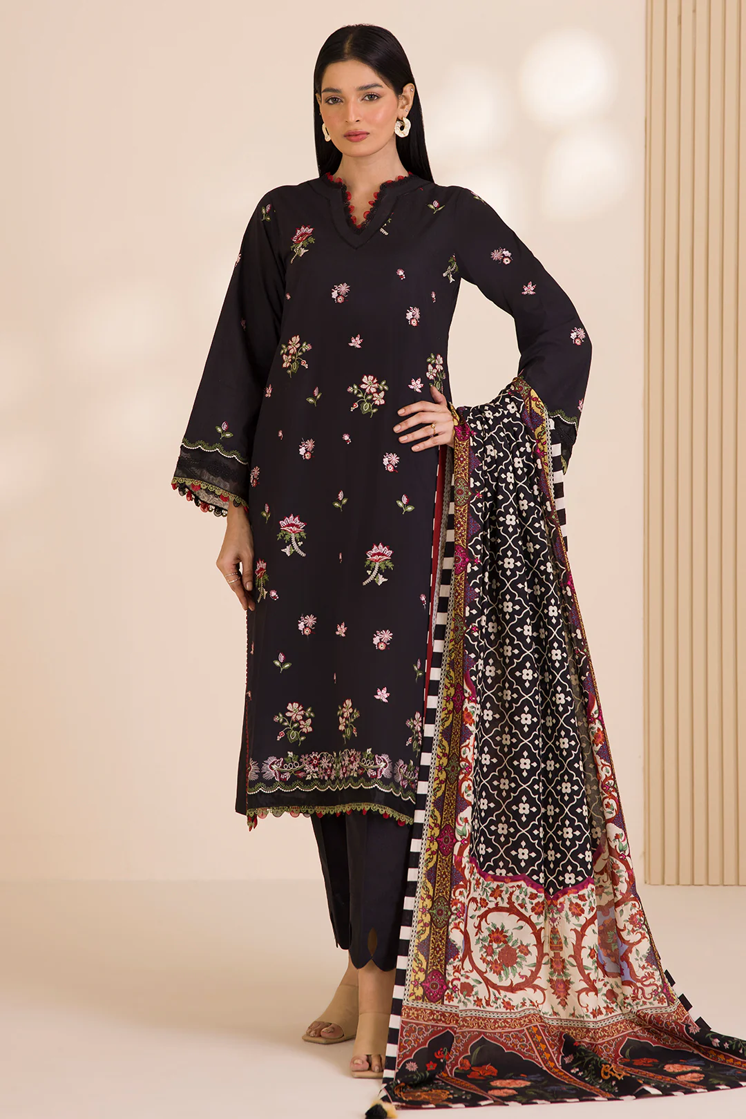 Embroidered Shirt Shalwar Dupatta - 0681 - Image 3