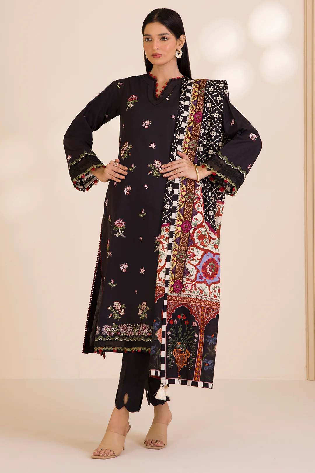 Embroidered Shirt Shalwar Dupatta - 0681 - Image 6