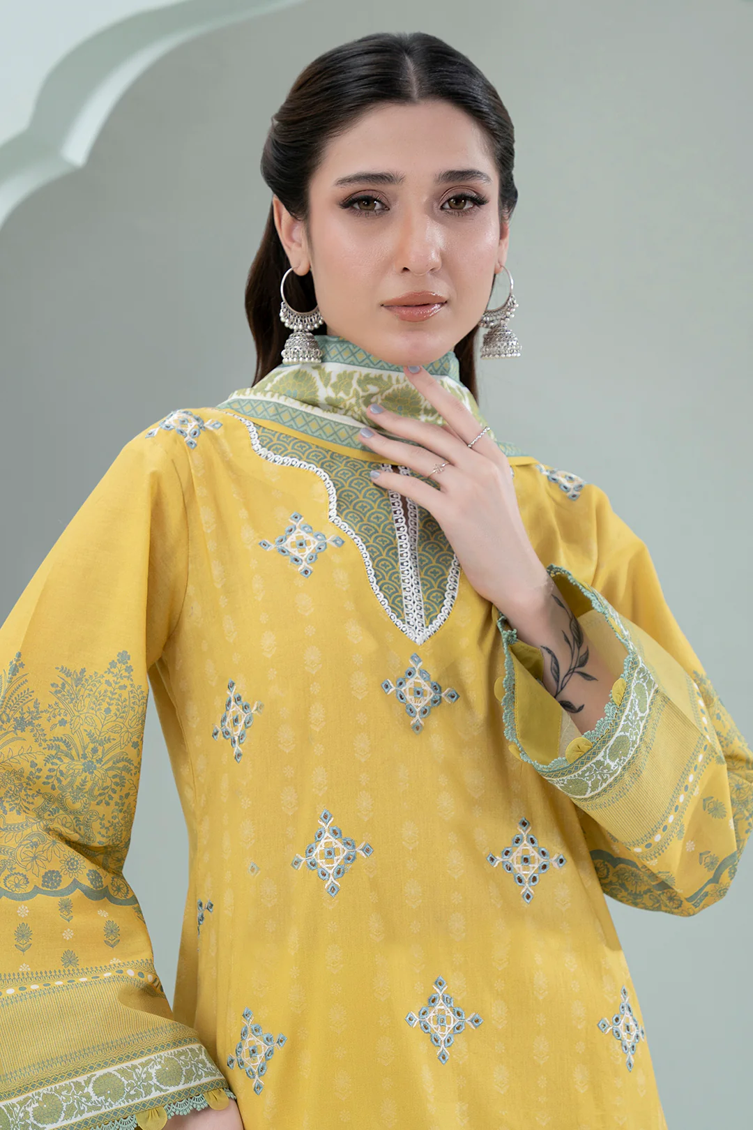 Embroidered Shirt Shalwar Dupatta - 0727 - Image 2