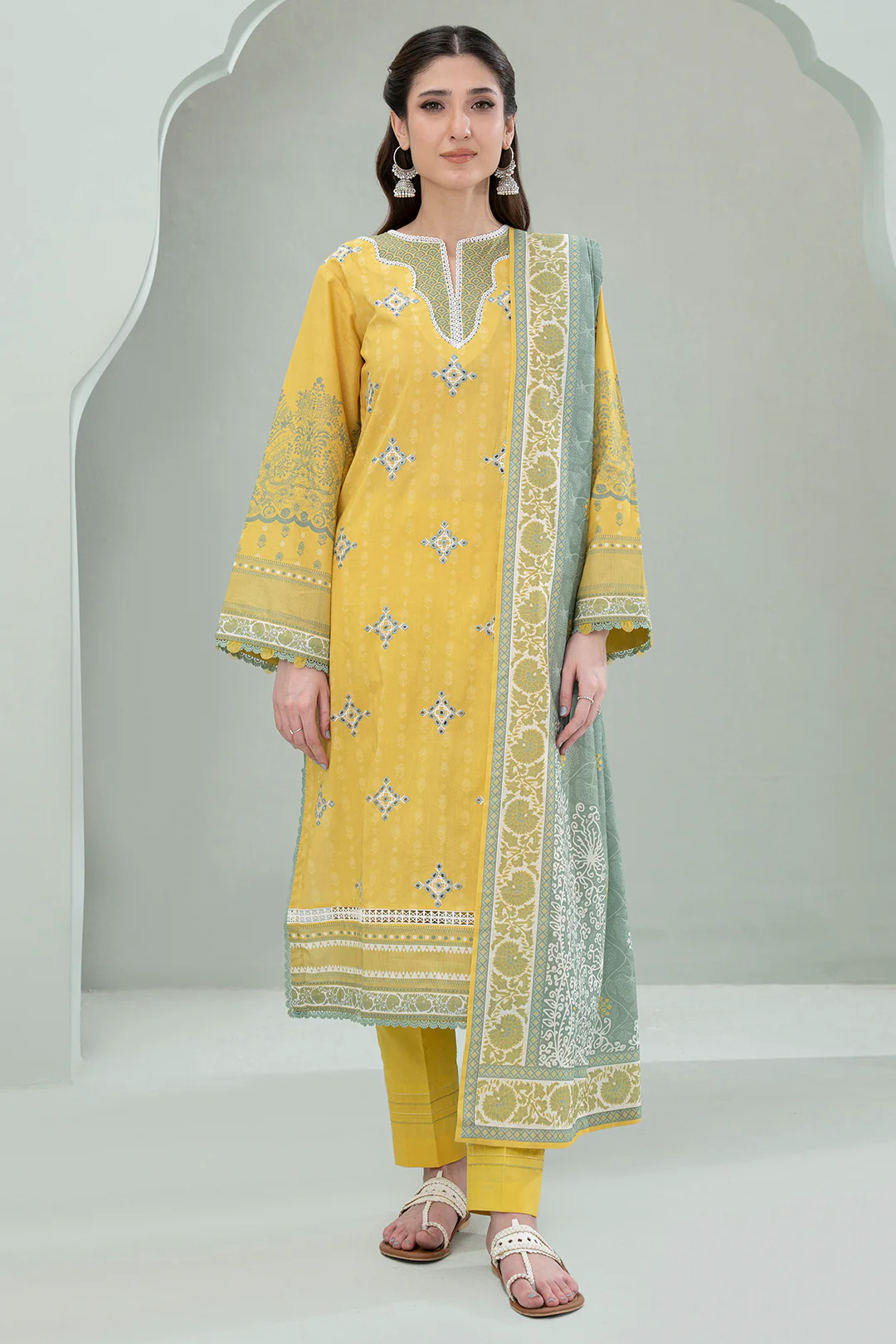 Embroidered Shirt Shalwar Dupatta - 0727 - Image 6