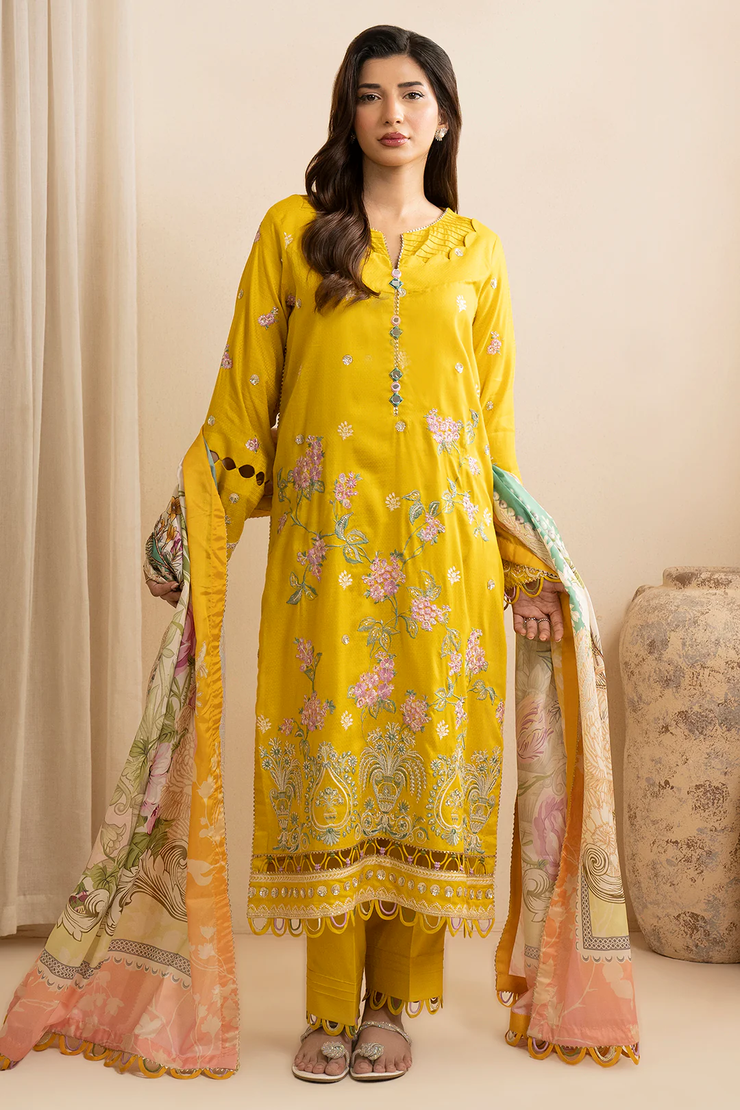 Embroidered Shirt Shalwar Dupatta - 0739 - Image 2