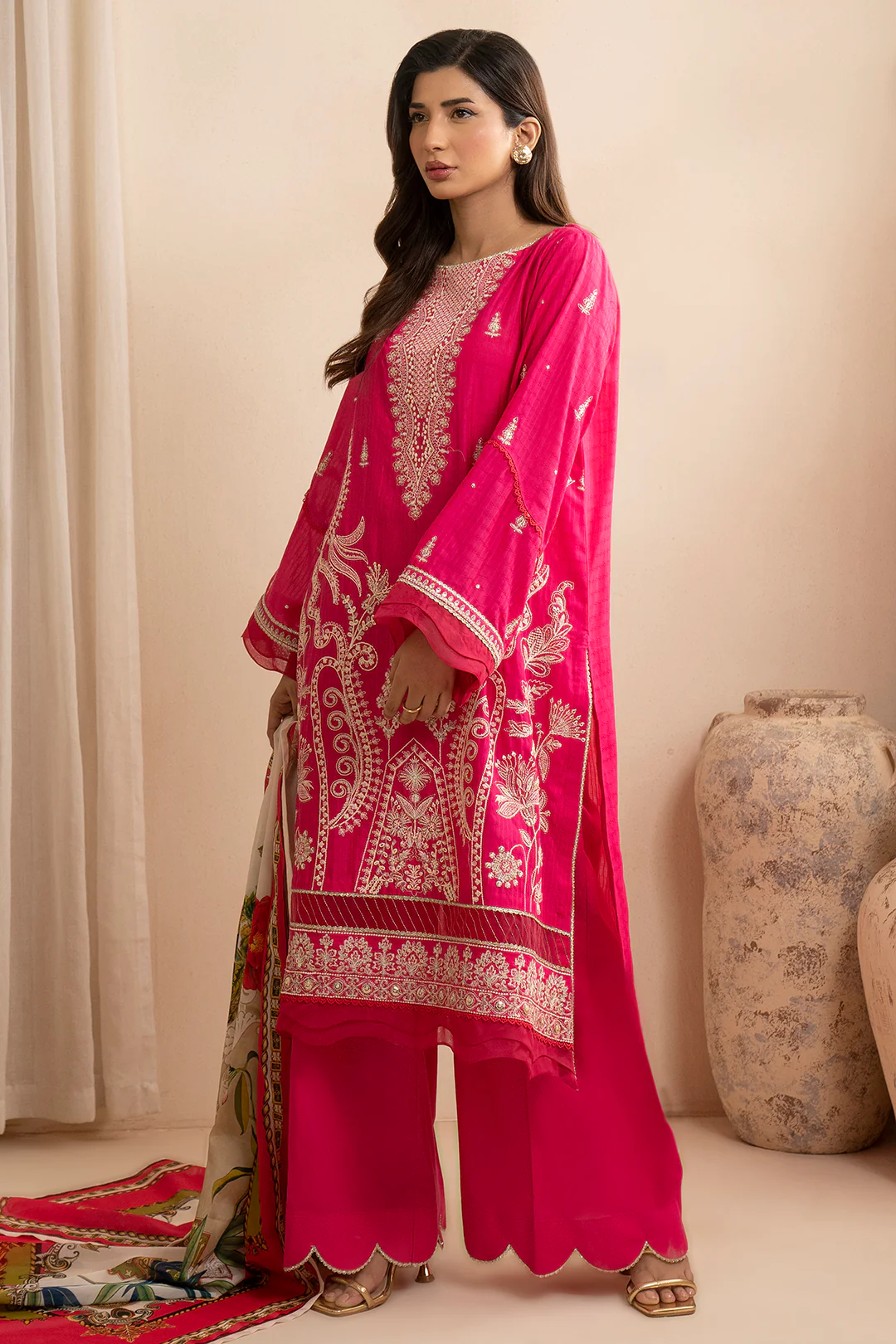 Embroidered Shirt Shalwar Dupatta - 0783 - Image 8