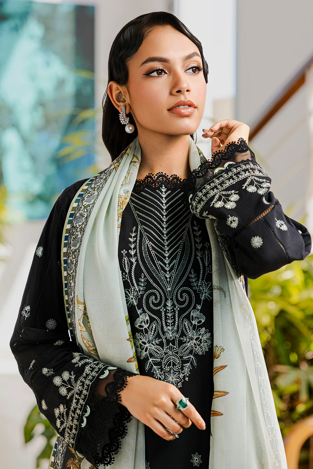 Embroidered Shirt Shalwar Dupatta - 0801 - Image 5