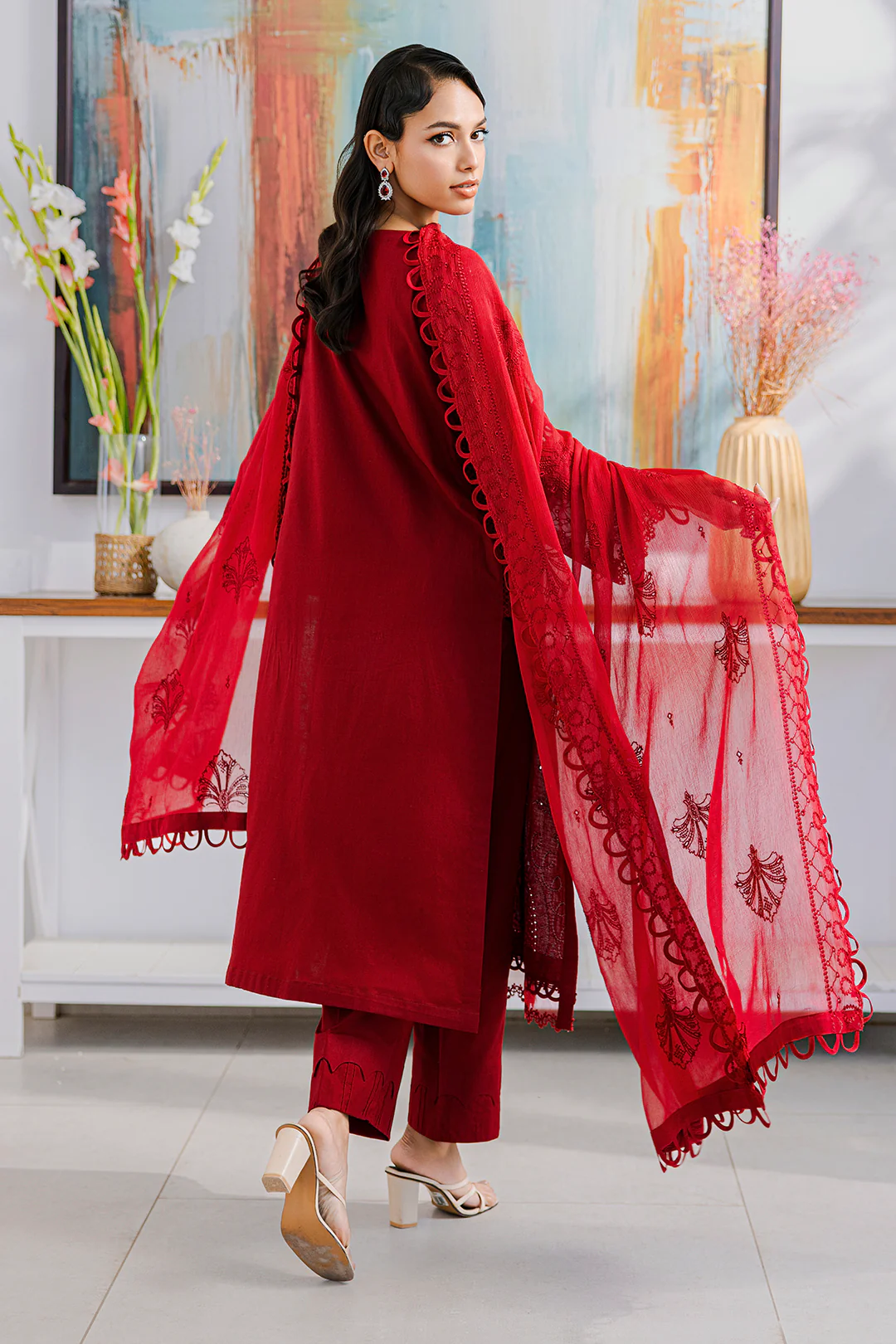 Embroidered Shirt Shalwar Dupatta - 0802 - Image 13