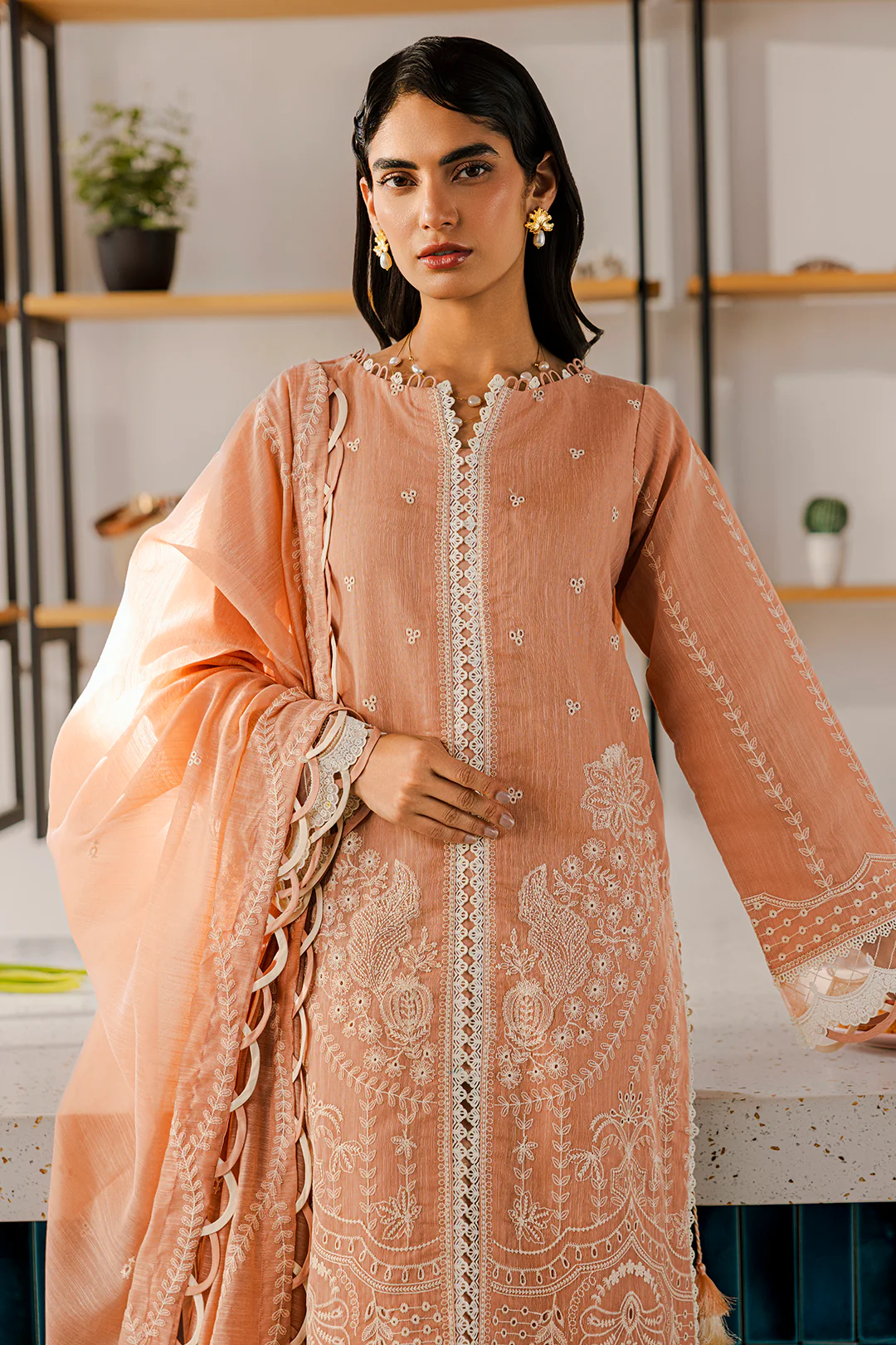 Embroidered Shirt Shalwar Dupatta - 0803 - Image 2