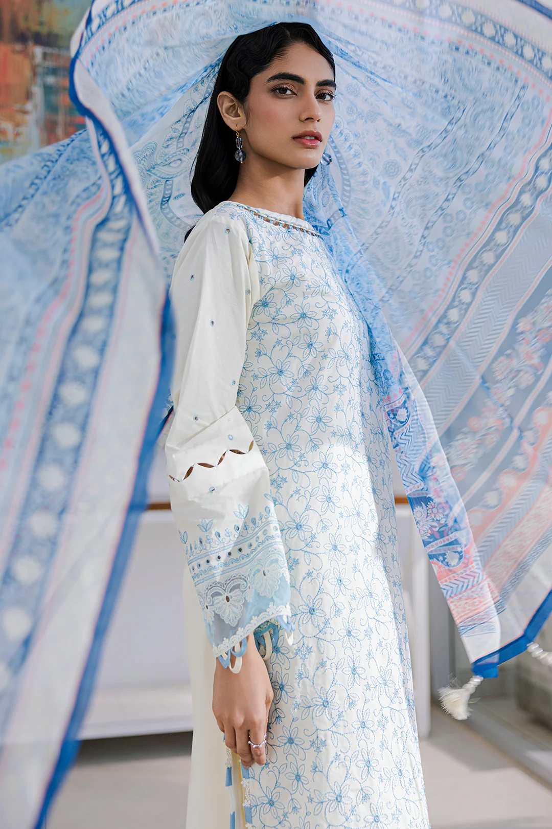 Embroidered Shirt Shalwar Dupatta - 0805 - Image 6