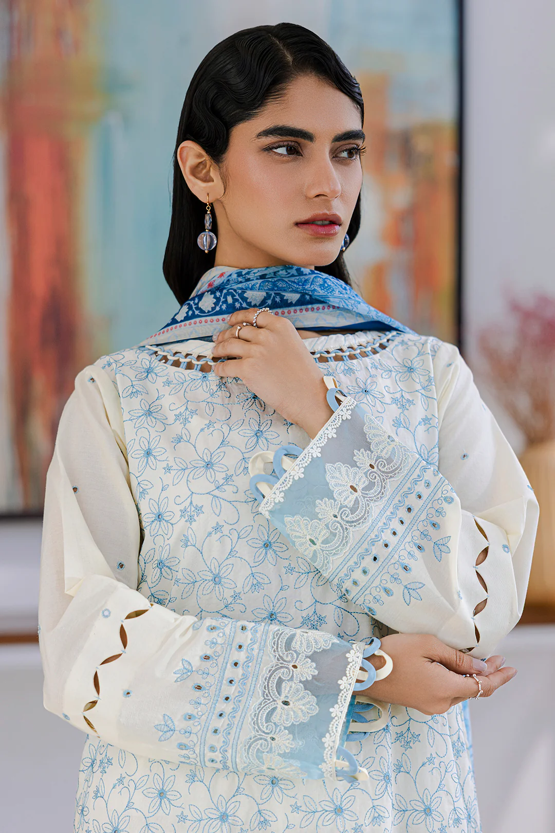Embroidered Shirt Shalwar Dupatta - 0805 - Image 7