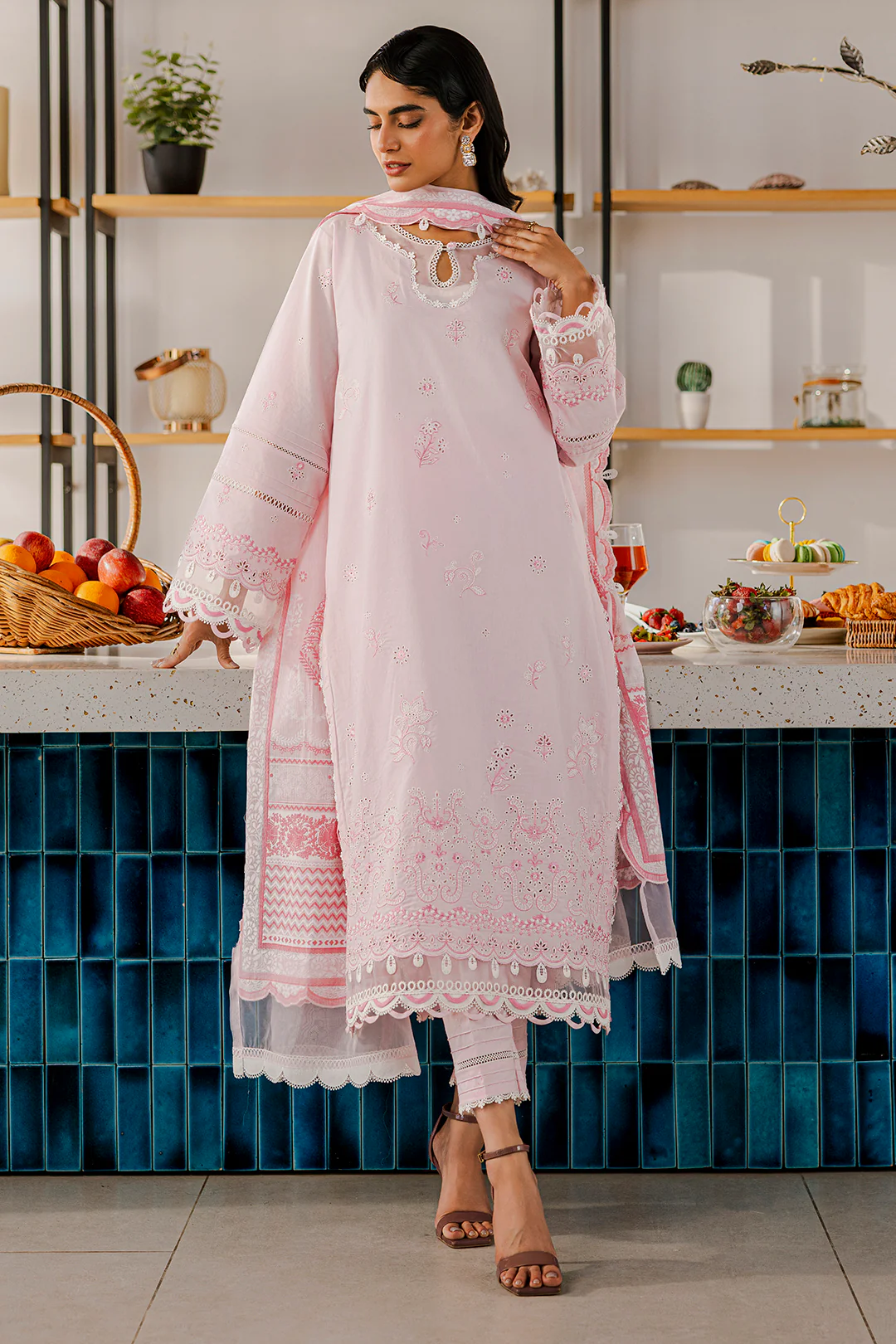 Embroidered Shirt Shalwar Dupatta - 0807 - Image 3