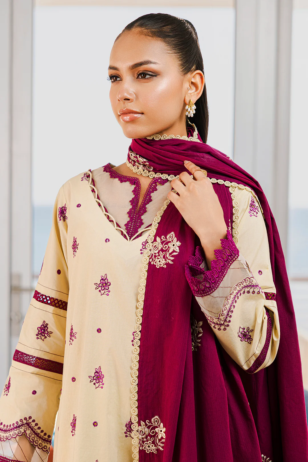 Embroidered Shirt Shalwar Dupatta - 0808 - Image 2