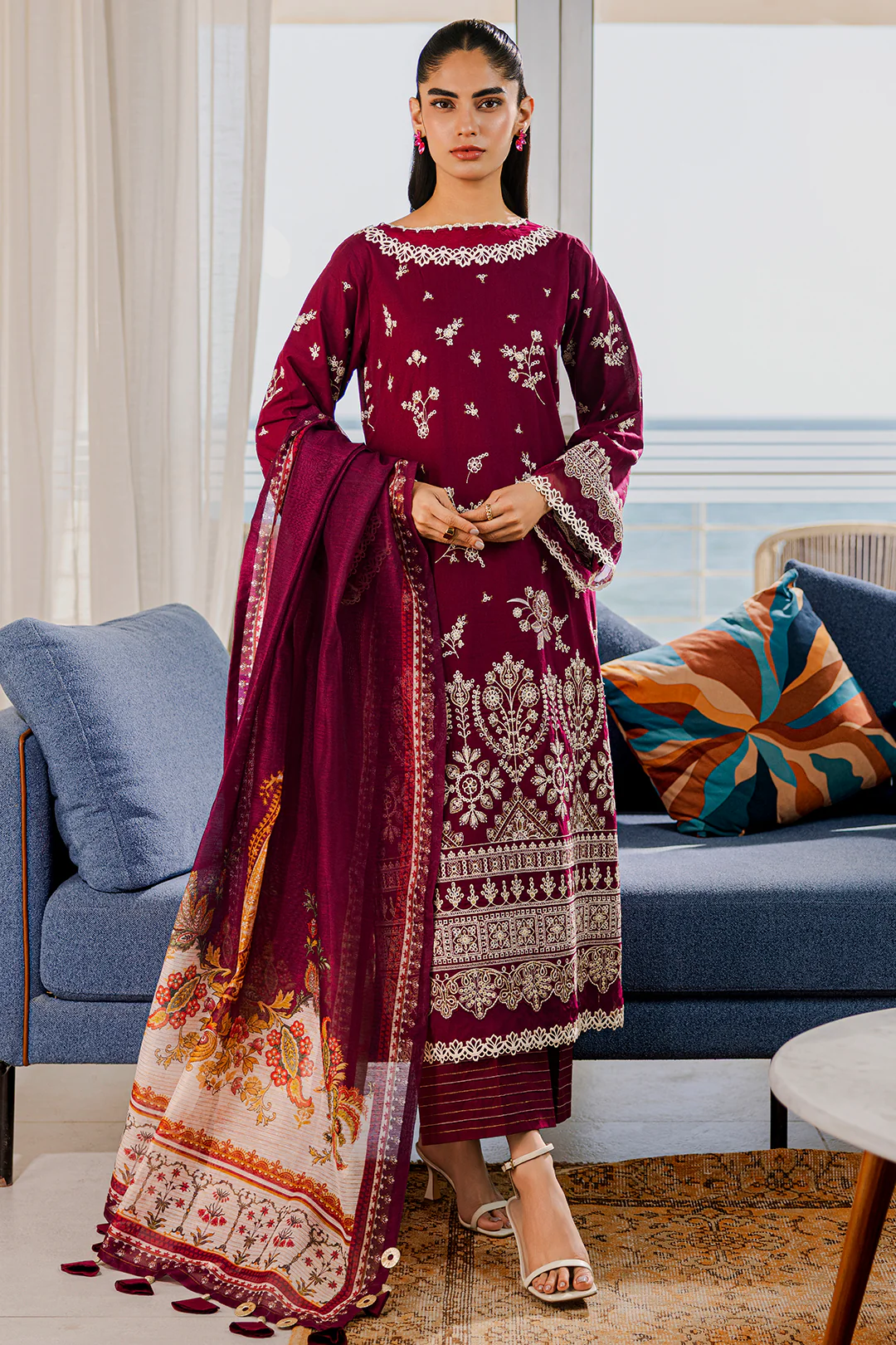 Embroidered Shirt Shalwar Dupatta - 0810 - Image 9