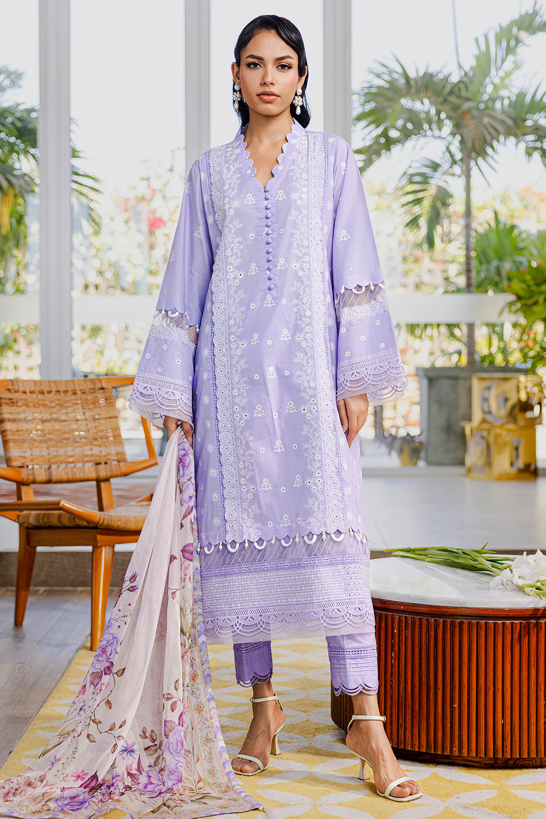 Embroidered Shirt Shalwar Dupatta - 0811 - Image 6