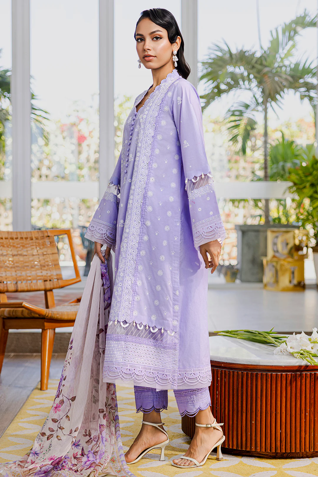 Embroidered Shirt Shalwar Dupatta - 0811 - Image 8
