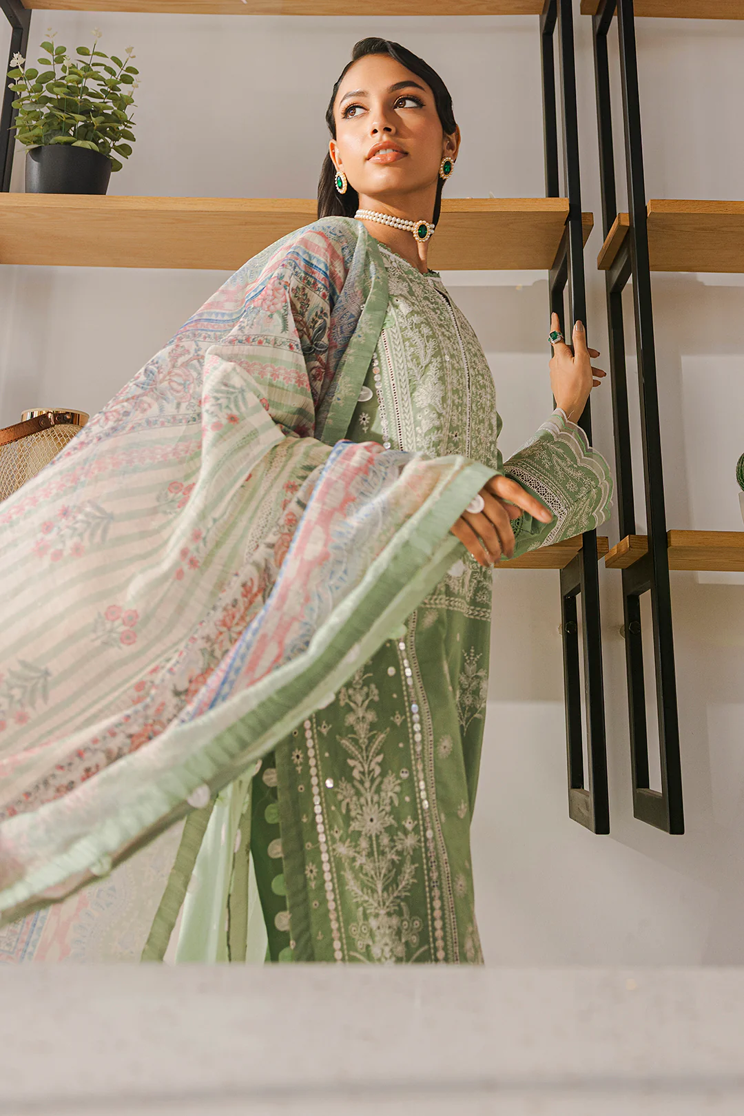 Embroidered Shirt Shalwar Dupatta - 0812 - Image 3