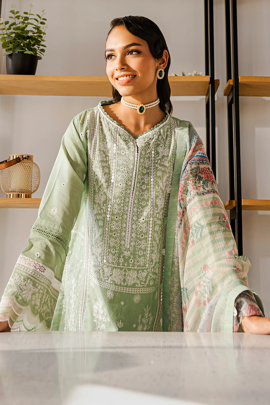 Embroidered Shirt Shalwar Dupatta - 0812 - Image 9