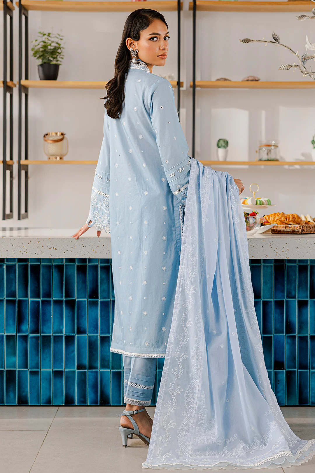 Embroidered Shirt Shalwar Dupatta - 0814 - Image 20