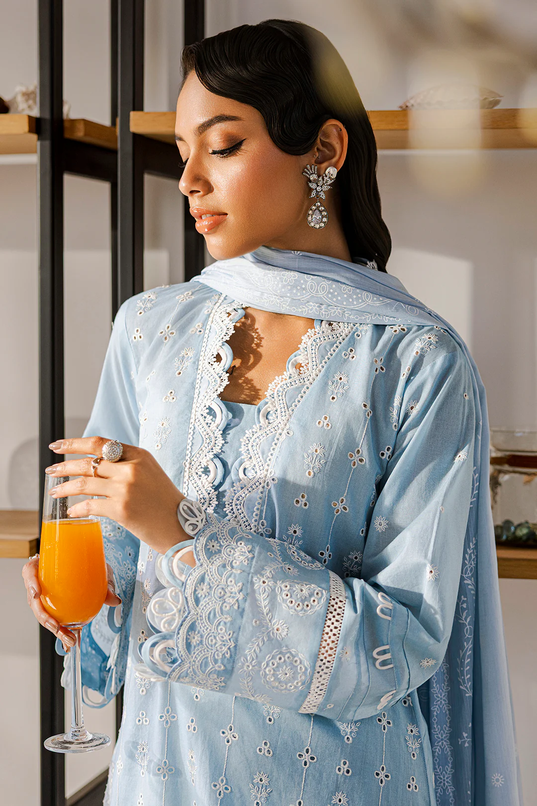 Embroidered Shirt Shalwar Dupatta - 0814 - Image 5